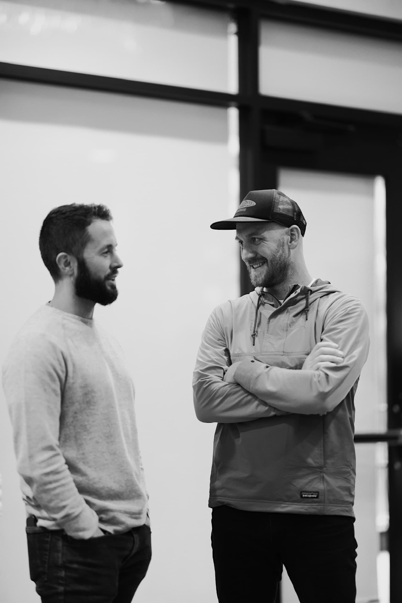 Phil in conversation with a founder